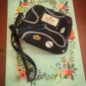 Nicole Lee Black and Multicolor Wristlet Clutch